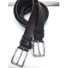 Pin Buckle Embossed Men Leather Belt